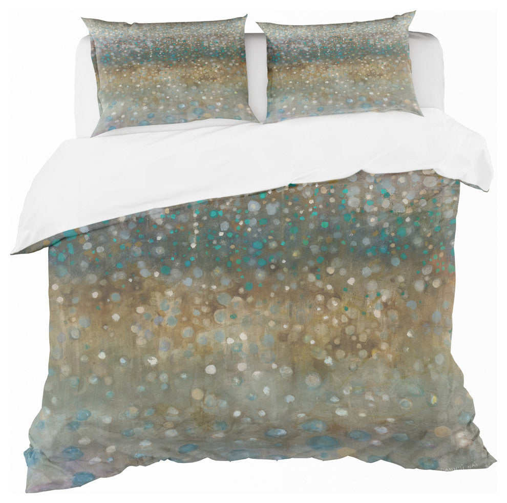 Brown Rain Geometric Duvet Cover Set, Twin
