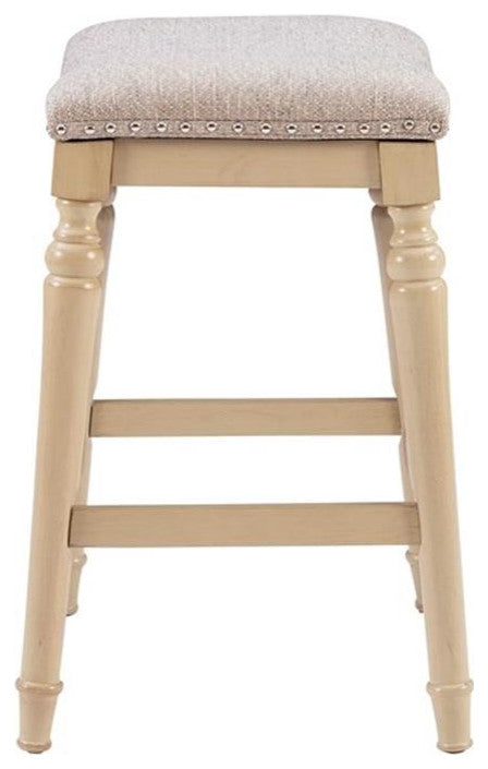 Home Square 27" Big and Tall Wood Counter Stool in Off White Cream - Set of 3