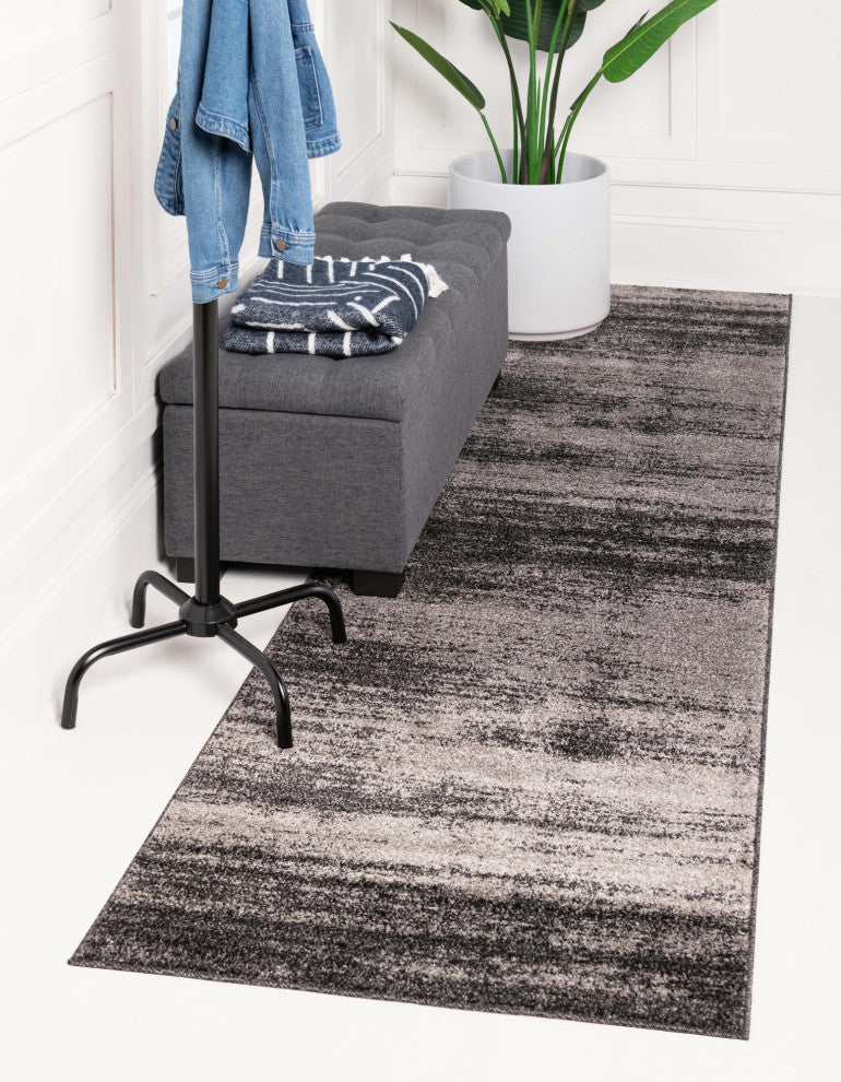 Rug Unique Loom Del Mar Dark Gray Runner 2' 7 x 10' 0