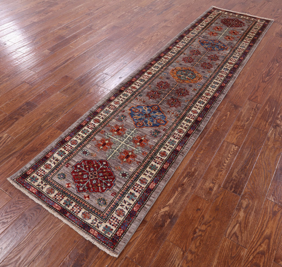 2' 9" X 10' 5" Runner Super Kazak Handmade Wool Rug Q9818