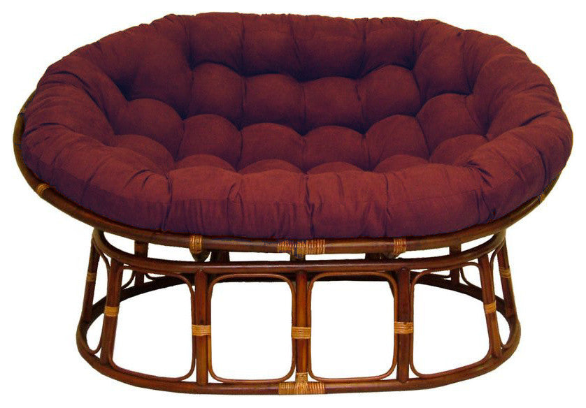 65"x48" Solid Micro Suede Double Papasan Cushion, Red Wine