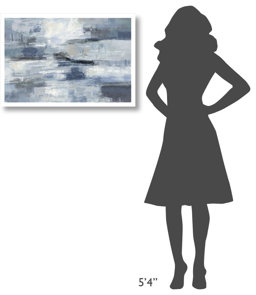 "Clear Water Indigo and Gray" Digital Paper Print by Silvia Vassileva, 32"x22"