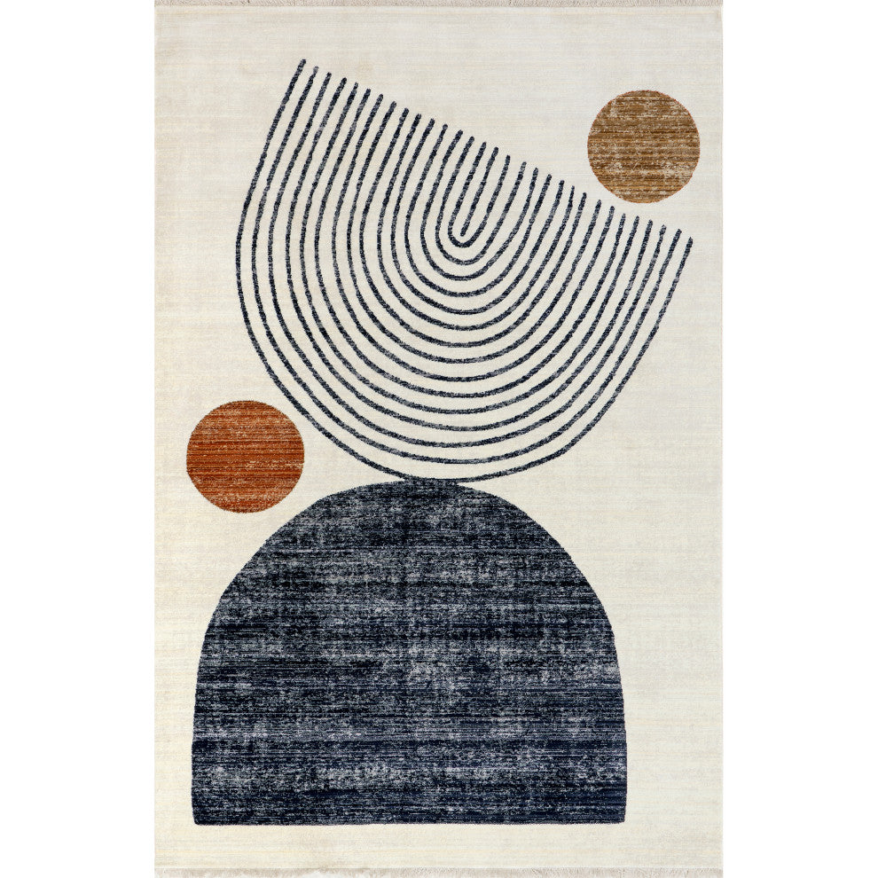 Nuloom Bevin Abstract Sky Fringe Area Rug, Beige 5'x7'10"