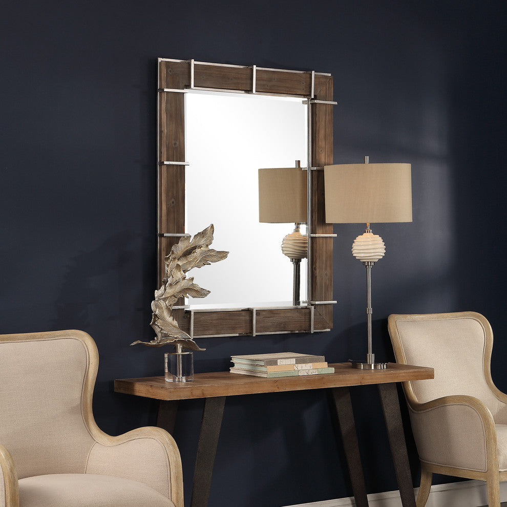 Uttermost Wade Wooden Industrial Mirror
