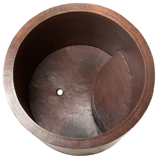 45" Hammered Copper Japanese Style Soaker Bathtub & Drain Package