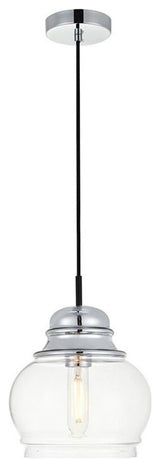 Living District Kenna 1-Light Metal Pendant in Black and Clear