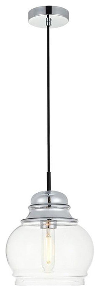 Living District Kenna 1-Light Metal Pendant in Black and Clear