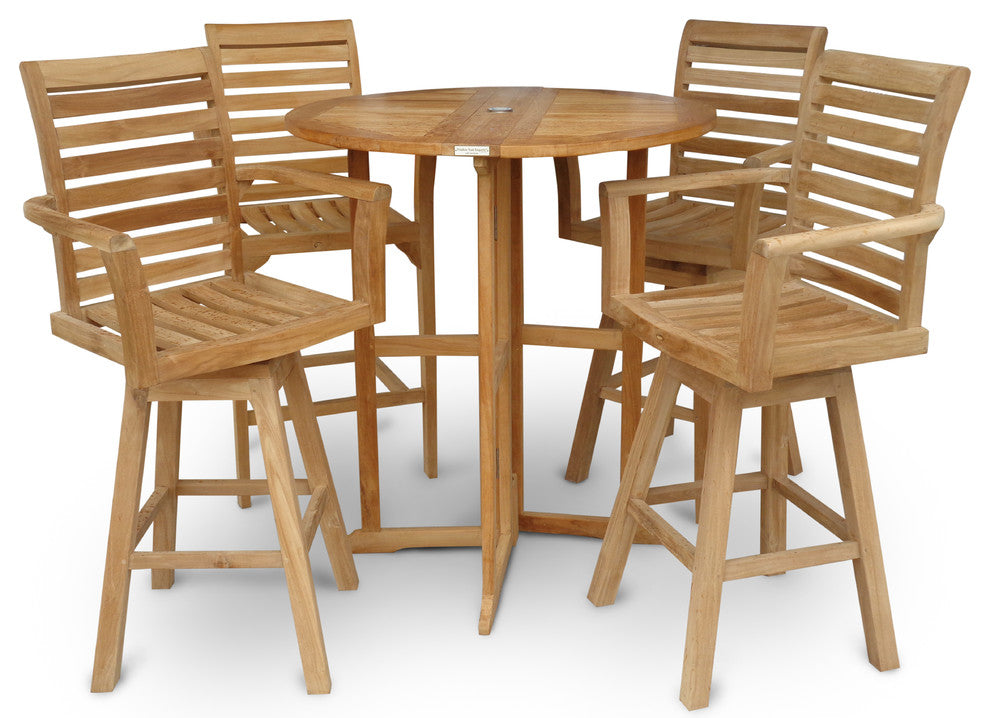 The St. Moritz Grade A Teak Swivel Bar Chair