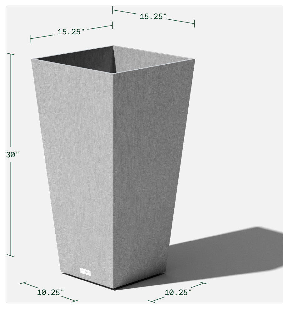 Midland Tall Square Planter, Gray, 30'', 2 Pack