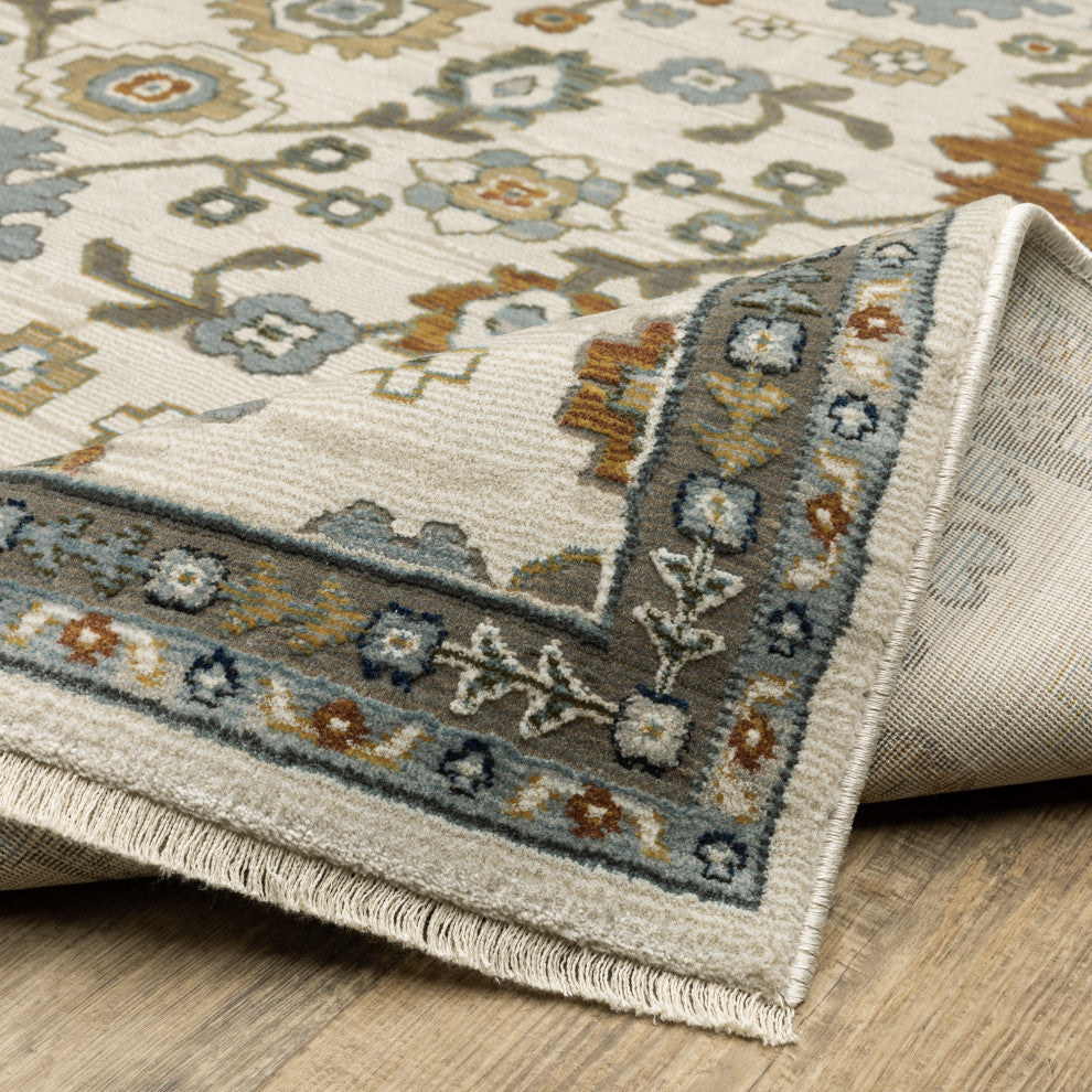 Keller Traditional Floral Ivory/ Multi Area Rug, 2'3" x 7'6"