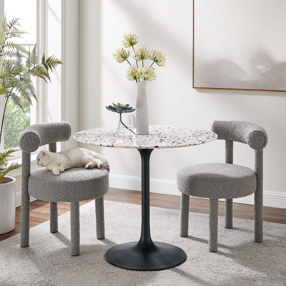Lippa 36" Round Terrazzo Dining Table, Black White