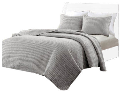 Madison Park Microfiber Solid Brushed Quilted Coverlet Mini Set, Full/Queen