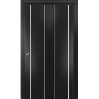 Bi-fold Doors 48 x 84 | Planum 0410 Matte Black with  | Sturdy Tracks