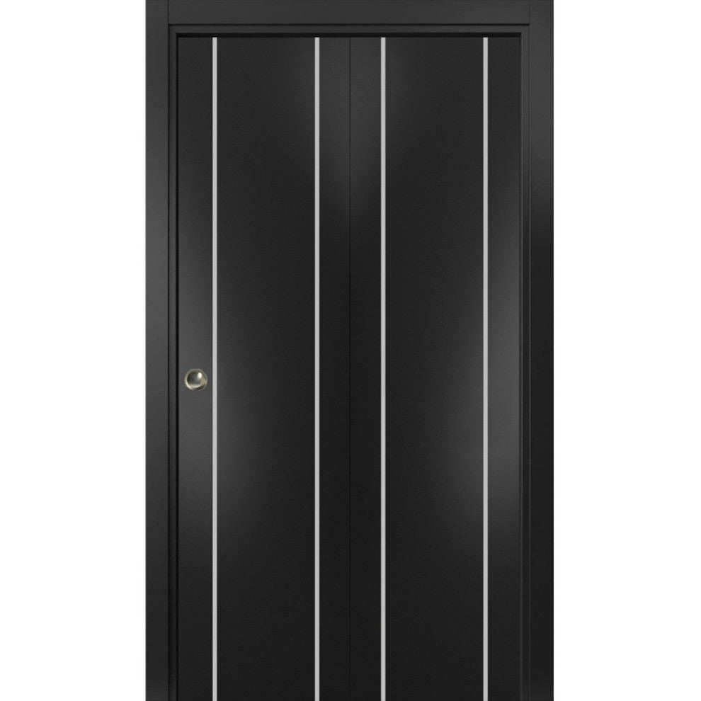 Bi-fold Doors 48 x 84 | Planum 0410 Matte Black with  | Sturdy Tracks