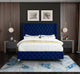 Savan Velvet Upholstered Bed, Navy, Queen