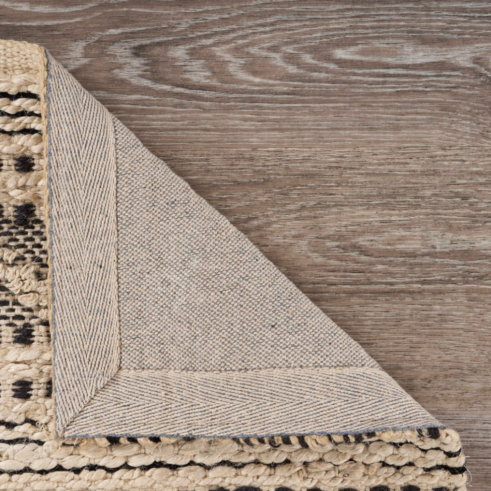 8"x10" Black and Blush Chevron Stripe Area Rug