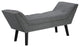 Cortesi Home Herman Ottoman Bench, Gray Fabric With Nailhead Trim
