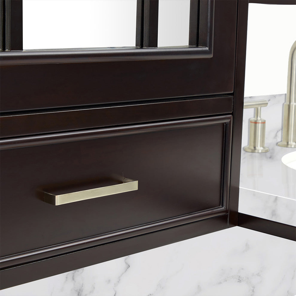 Ariel Stafford 85" Rectangle Sinks Bath Vanity Carrara Marble Espresso
