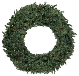 72" Pre-Lit Commercial Canadian Pine Artificial Christmas Wreath, Multi Lights
