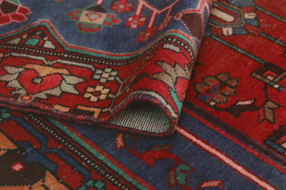 Fine Vintage Distressed Andric Red/Blue Runner, 3'5 x 10'2