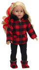 18" Doll Buffalo Check Fur Trimmed Coat Set