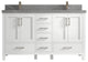 Malibu 60 Double Sink Bathroom Vanity in White  2" Piatra Gray