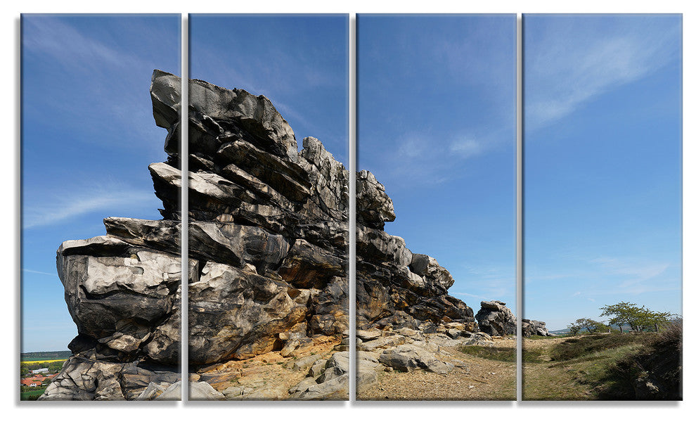 Devils Wall at Weddersleben, Landscape Canvas Art Print, 48"x28", 4 Panels