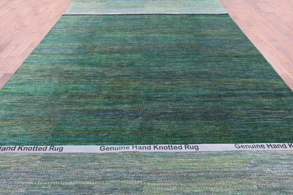 Wool and Silk Handmade Super Savannah Gabbeh Rug 8' 11" X 18' 8" Q6873