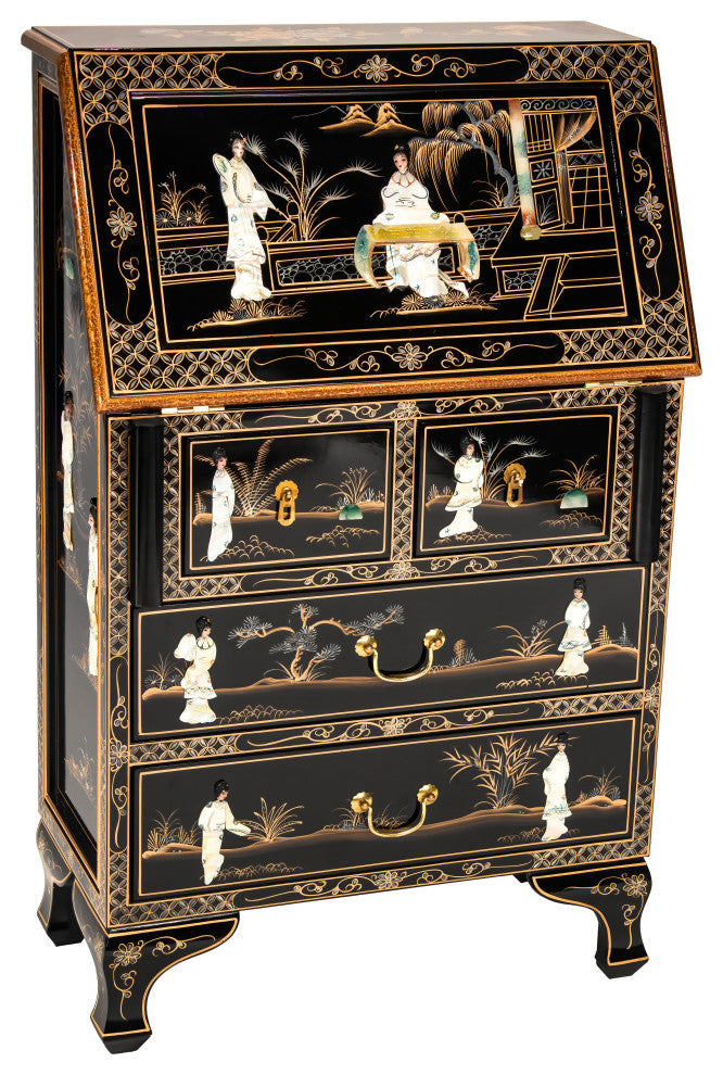 Black Lacquer Secretary Desk Royal Ladies