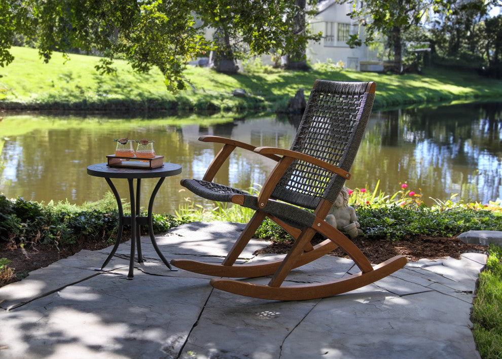 Eucalyptus and Rope Rocking Chair, Grey Rope