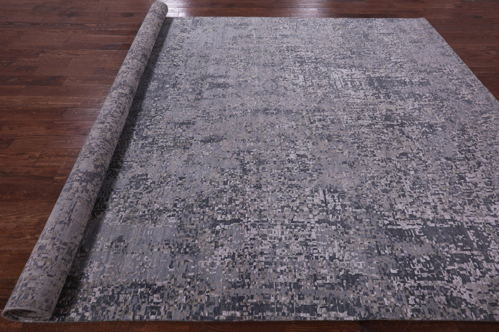 Wool and Silk Modern Handmade Rug 8' 11" X 12' 4" Q8647
