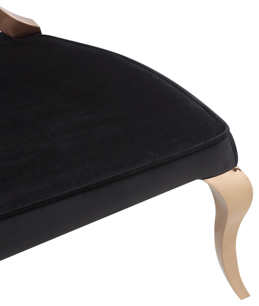 Modrest Mills Modern Black Velvet Rosegold Dining Chair, Set of 2
