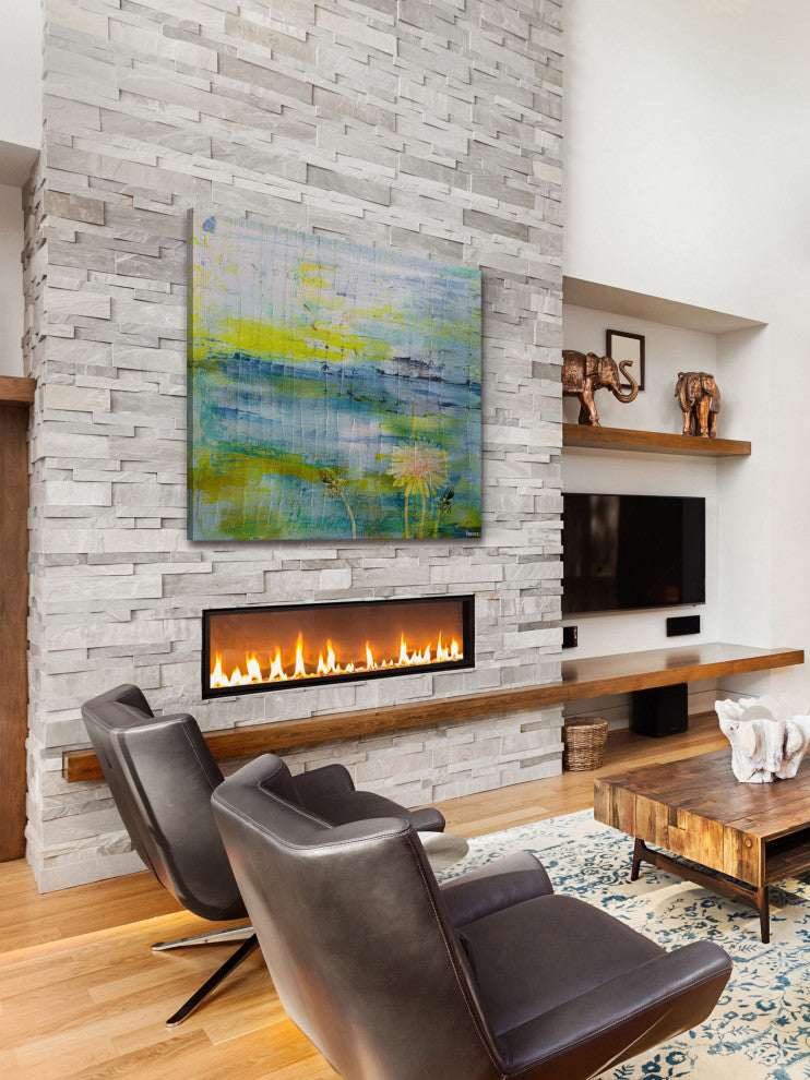 "Water Blooms" Painting Print on Wrapped Canvas, 48"x48"