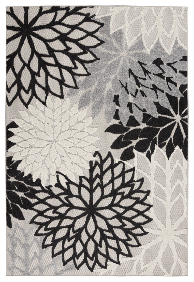 Nourison Aloha 6' x 9' Black White Tropical Area Rug
