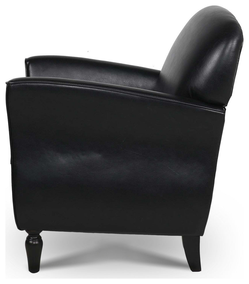 Faux Leather/Fabric Armchair with Wood Legs, Black, 26'' X 30''
