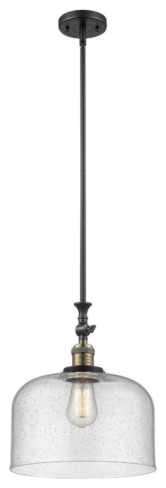 X-Large Bell 1-Light Mini Pendant, Black Antique Brass, Seedy