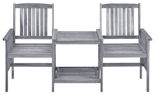 vidaXL Patio Chair Outdoor Chair with Tea Table and Cushions Solid Acacia Wood