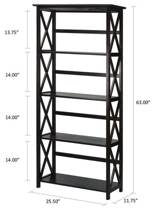 0Montego 5-Shelf Bookcase-Espresso