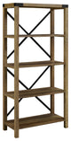 64" Farmhouse Metal X Bookcase, Rustic Oak