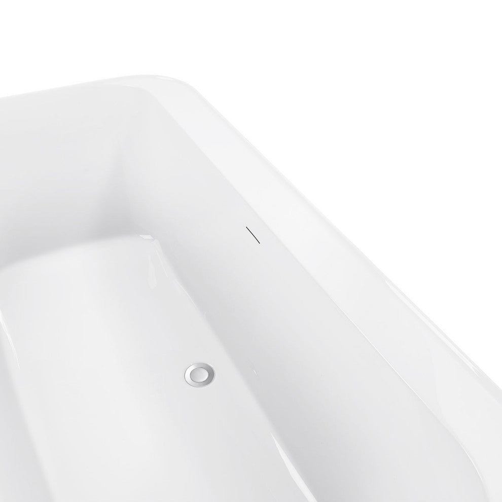 59" Acrylic Roll-Top Flatbottom Non-Whirlpool Bathtub, White