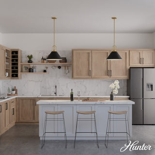 Carrington Isle Flat Matte Black and Luxe Gold 1 Light Pendant