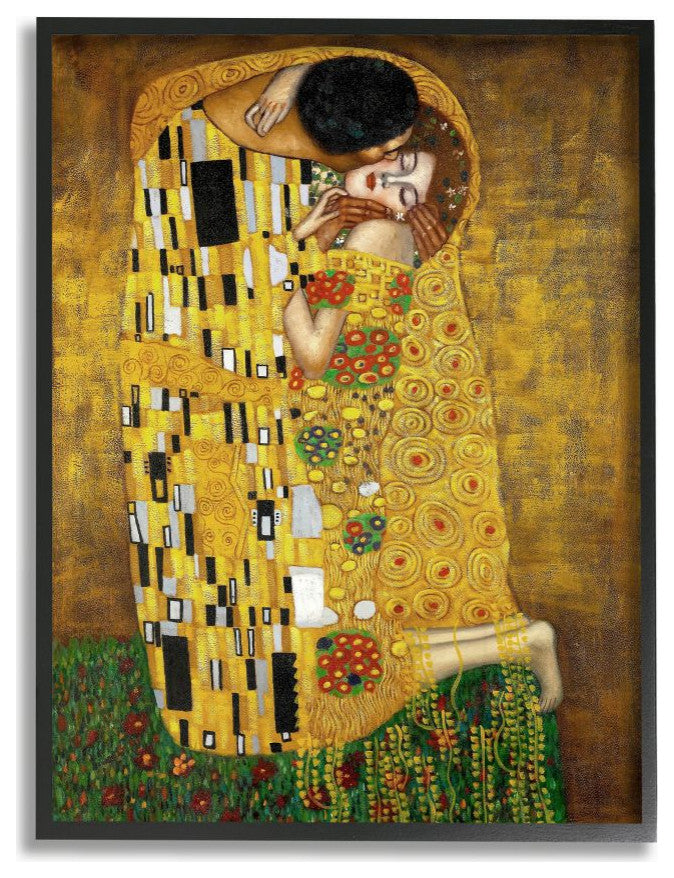 Patterned Gold Green Classic Figure Painting, 11"x14"