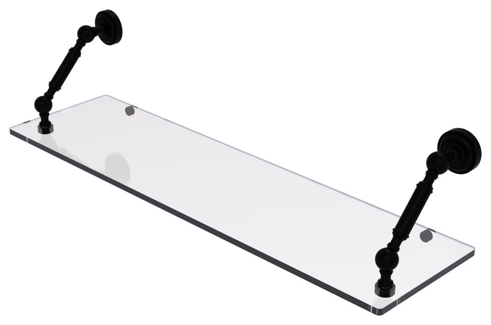 Dottingham 30" Floating Glass Shelf, Matte Black