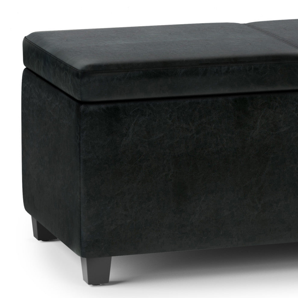 Avalon Extra Large Storage Ottoman Bench, Midnight Black