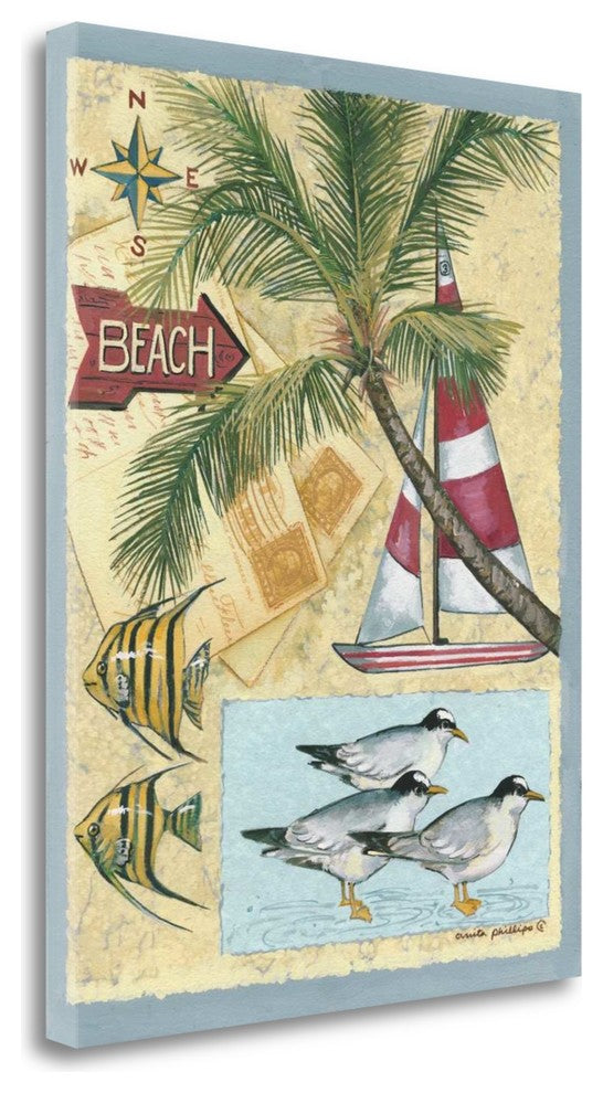 "Beach" By Anita Phillips, Giclee Print on Gallery Wrap Canvas, Ready to Hang