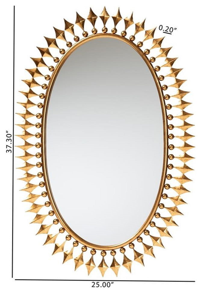 Rogier Modern Glam and Luxe Antique Goldleaf Metal Accent Wall Mirror
