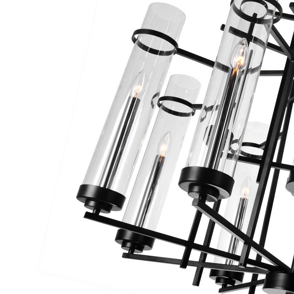 Sierra 12 Light Up Chandelier With Black Finish
