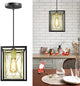 Adjustable Black and Gold Pendant Light Industral Cage Hanging Lighting