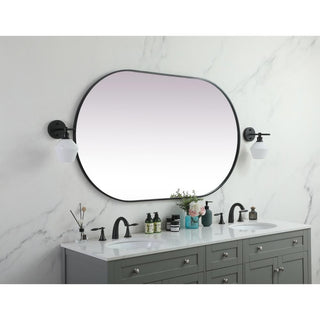 Metal Frame Oval Mirror 36X60 Inch In Black