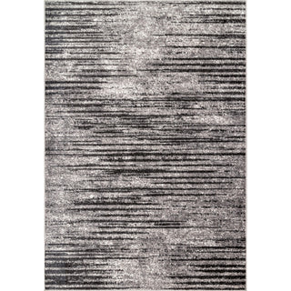 Nuloom Contemporary Faded Elsa Striped Vintage Area Rug, Grey 10'x14'